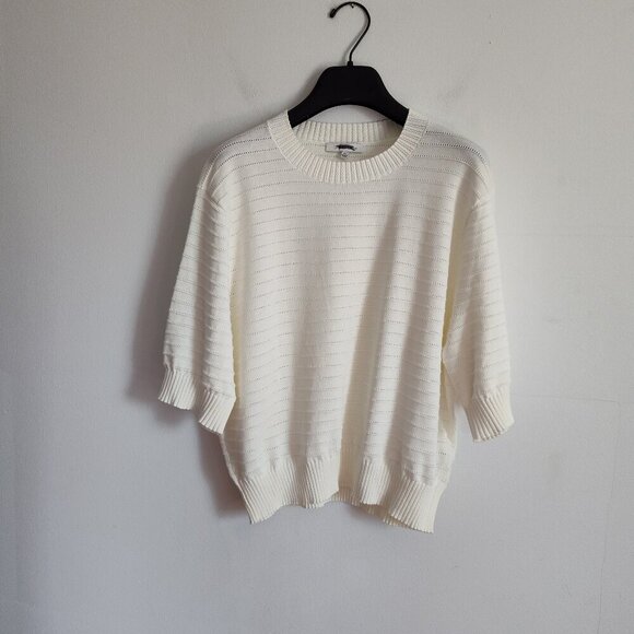 Ladies SZ XSLMadewell Ivory Short-Sleeve Cotton Sweater - Picture 1 of 4